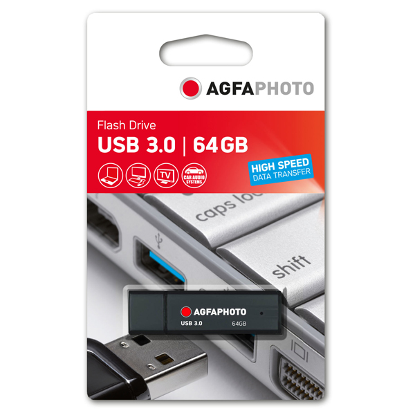 AGFA PHOTO USB Флаш памет USB 3.0 64GB Скорост четене-запис MBs 20MB  55MB Черен цвят.jpg